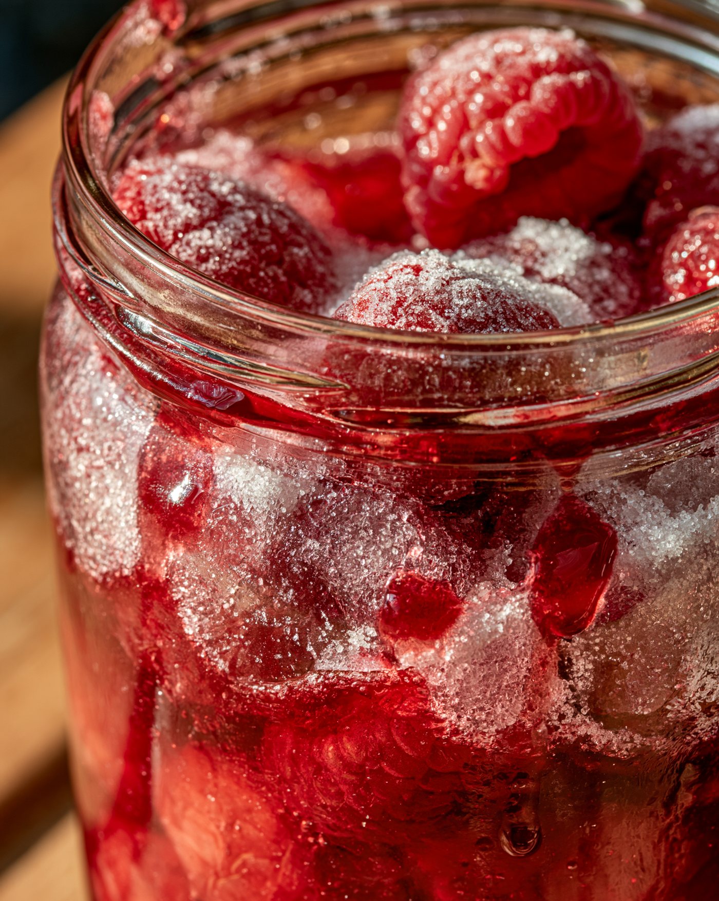 Pour off the raspberries, then sugar them