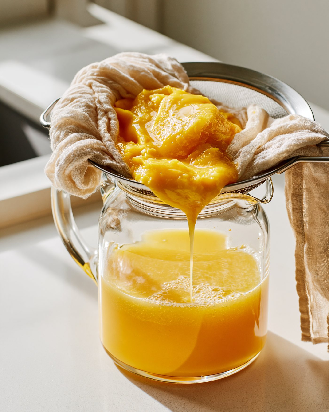 Strain the mango and the orange