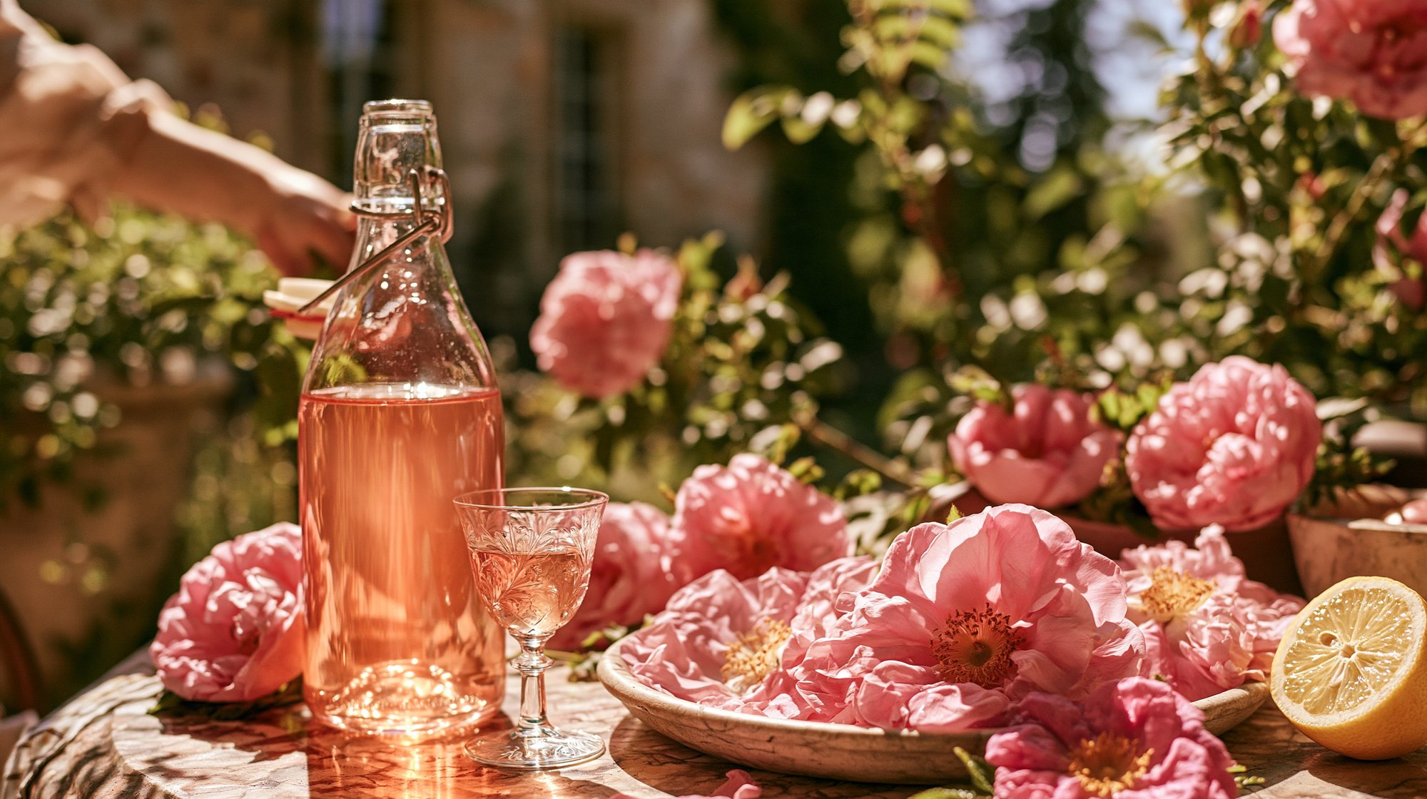 Rose petal liqueur