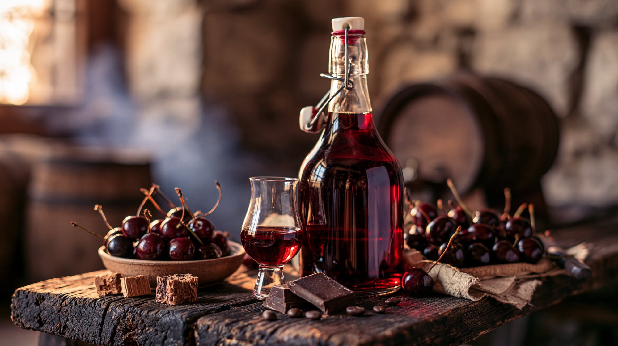Oak-aged sour cherry liqueur